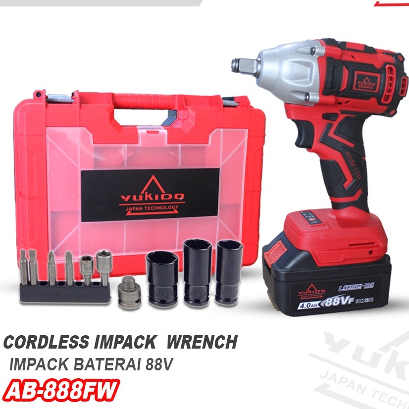 PROMO!!!! MESIN BOR CORDLESS 88VOLT YUKIDO IMPACT WRENCH 88V power tools Buka Baut Cordless impact wrench Brushless 88V 1&amp;2 Baterai / Impact batre / Impact JLD / Impact  / Impact Batterai