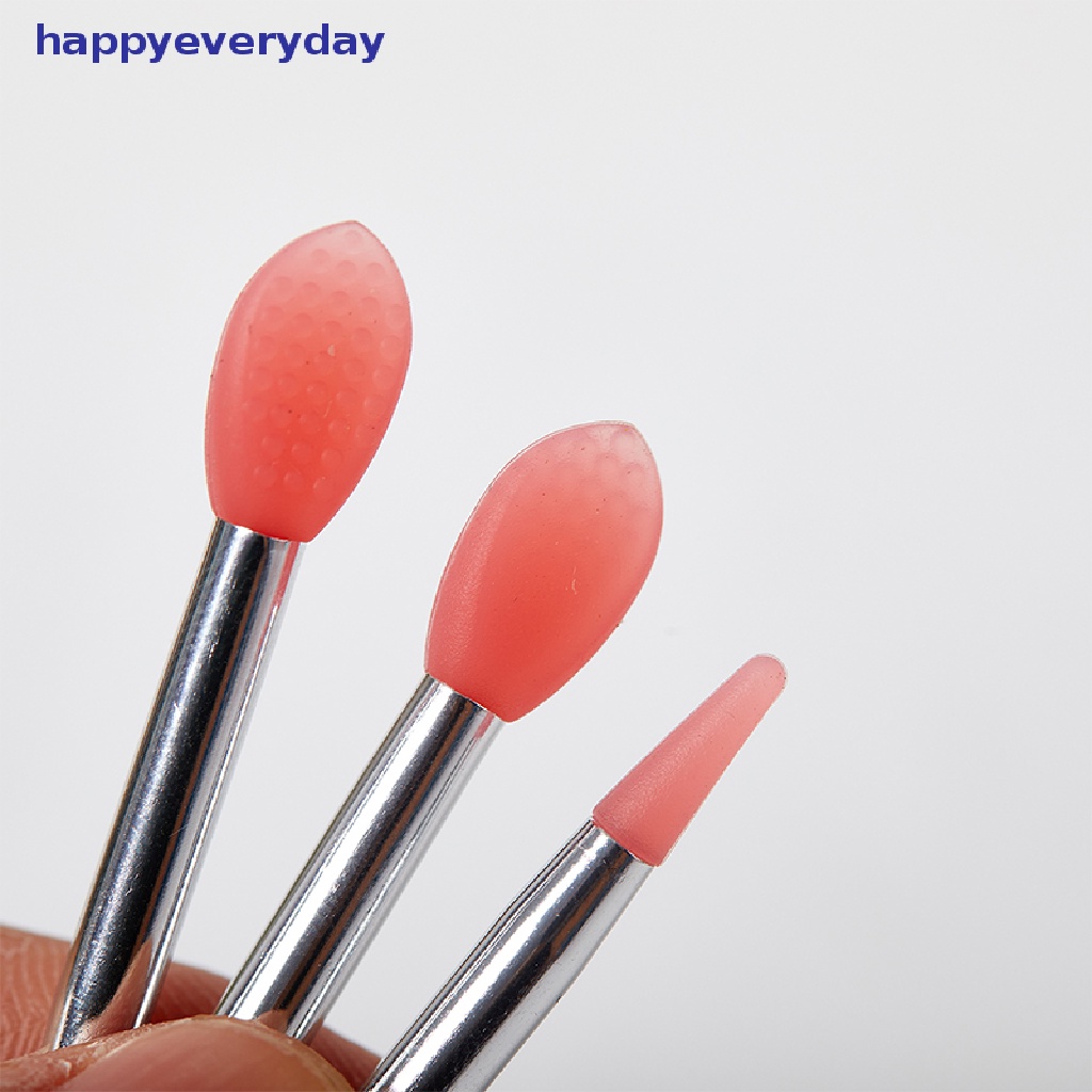 [happy] 3pcs Silikon Lip Balms Lip Mask Brush Dengan Sucker Penutup Debu Makeup Brushes [ID]