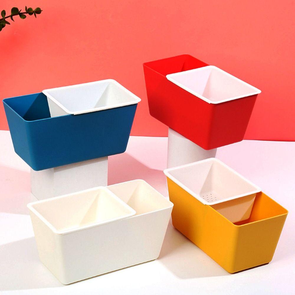 [Elegan] Piring Snack 1Pcs Plastik Rumah Tangga Drainable Multifungsi Double-layer Fruit Box