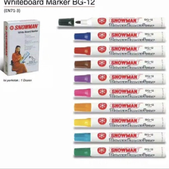 Spidol Whiteboard Snowman White Board Marker - Hitam