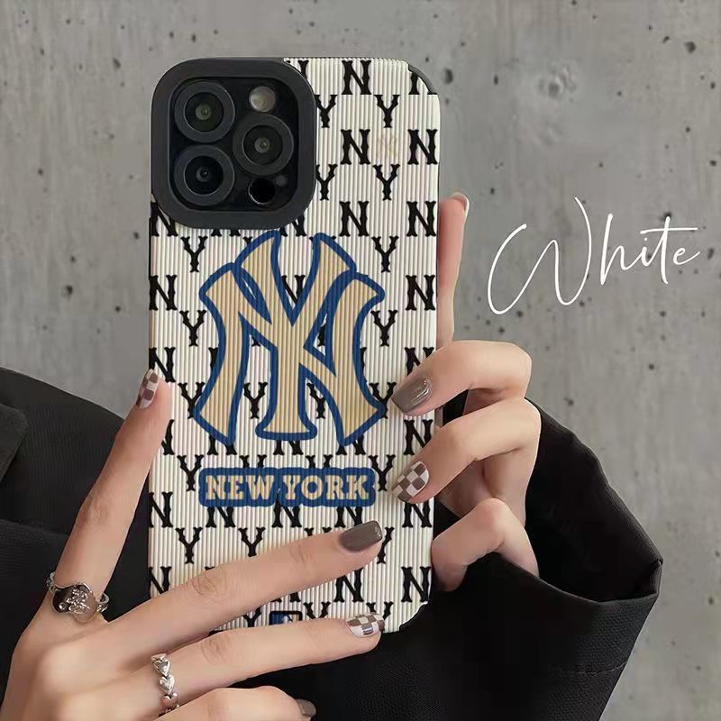 【Lamb Skin】Fashion NY Letter Leather Soft Case for IPhone 6S 7 Plus 8 Plus X XS XR XS Max 11 13 12 14 PRO Max 14 Plus 12 13 Mini Ins Fashion