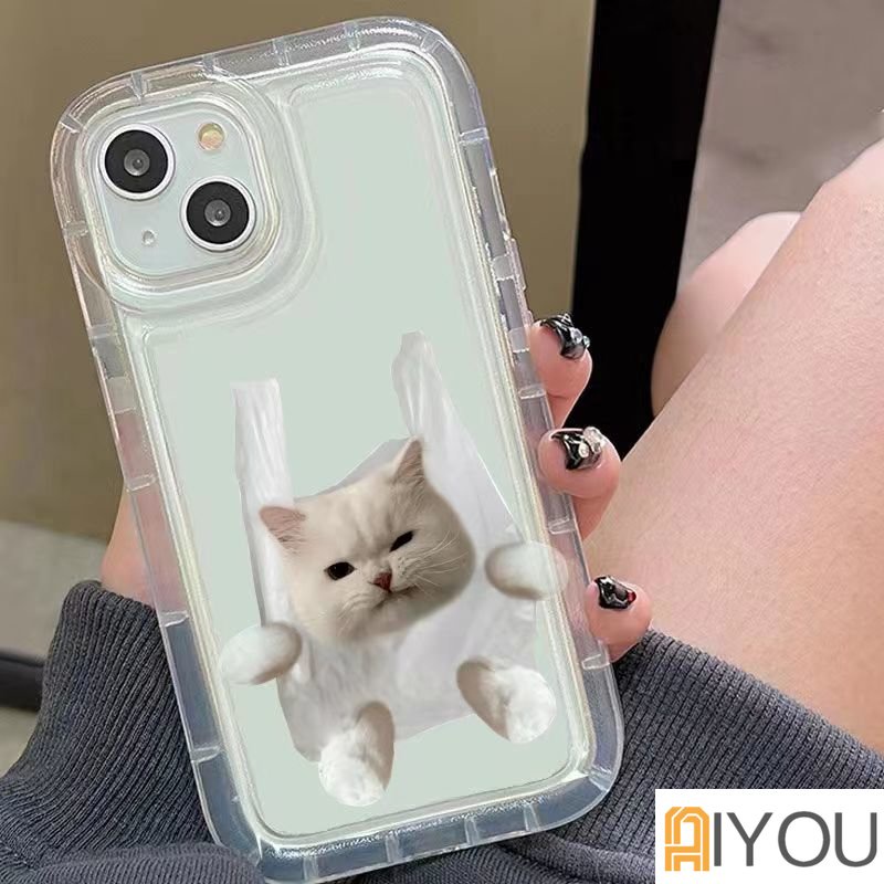 IPHONE Casing Transparan Anjing Dan Kucing Lucu Kompatibel Untuk Iphone14 13 12 11 Pro XS Max Soft Phone Casing XR X8 7 6 6S Plus Silikon TPU Shockproof Cover