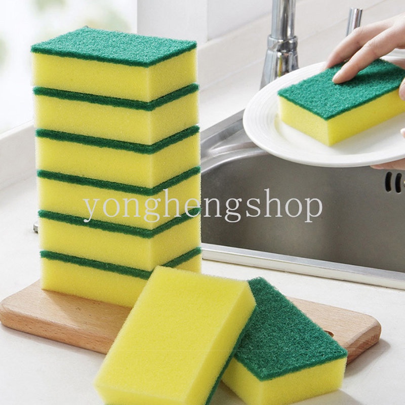 1/5pcs Spons Pembersih Dua Sisi Spons Cuci Piring Lap Panci Wajan Sikat Cuci Piring Pembersih Mangkok Scouring Pads Kitchen Cleaning Cloth Scrub Brushes