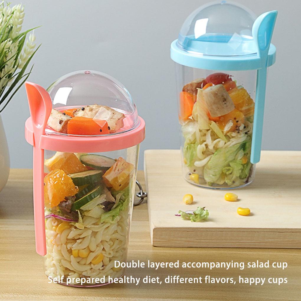 Salad Cup Mug Minum Botol Yogurt Serbaguna Tetap Dingin Hangat Penghangat Gaya Sederhana Sendok Cangkir Perlengkapan Minum Rumah