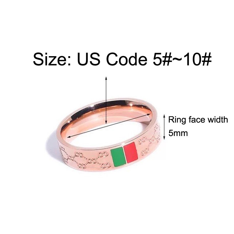 Indah Melamun Gaya Baru Merah Hijau Paralel Bar Cincin Desain Sederhana Anti Karat Cincin Berlapis 18 K Rose Gold Cincin Unik Perhiasan Tangan Hadiah Hari Valentine