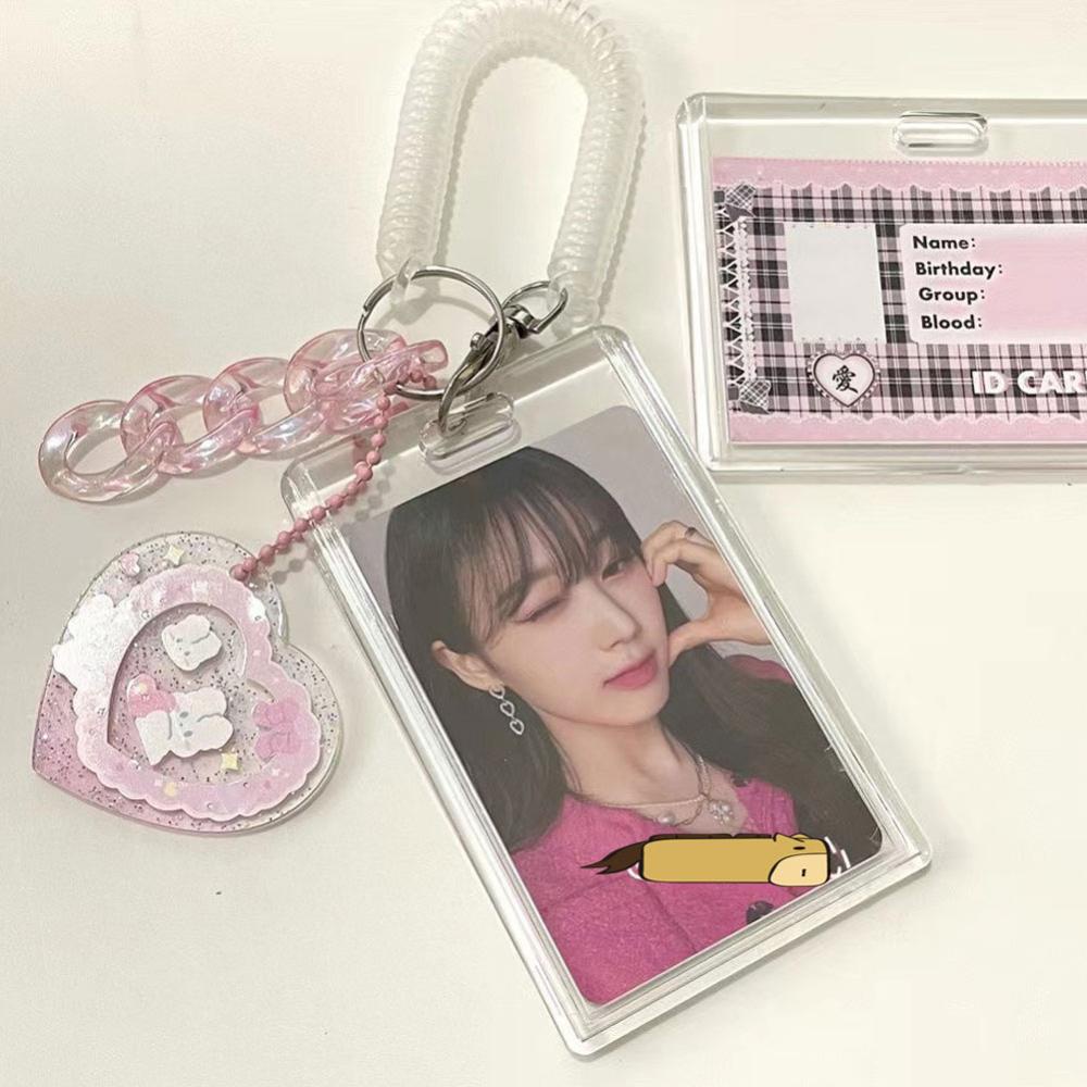 Timekey 3inch Kpop Photocard Holder Akrilik Transparan Kredit ID Bank Card Foto Display Holder Bus Subway Card Pelindung Case Liontin DGA1