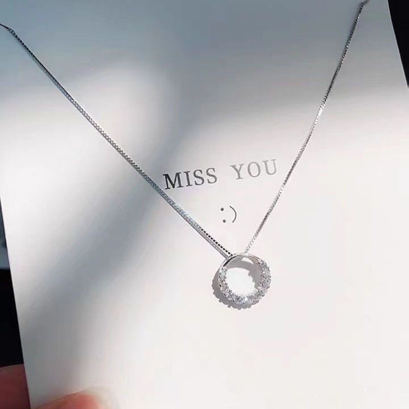 Kalung Berlian Imitasi Bulat Geometris Bahan Alloy Korea Untuk Anak Perempuan