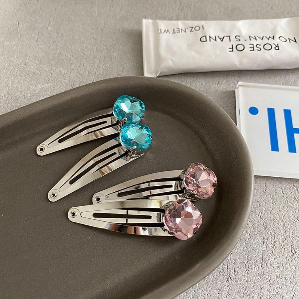 Needway Korea Shiny Hair Clip Hadiah Harajuku Candy Color Keren Manis Alloy Kristal Square Hair Clip