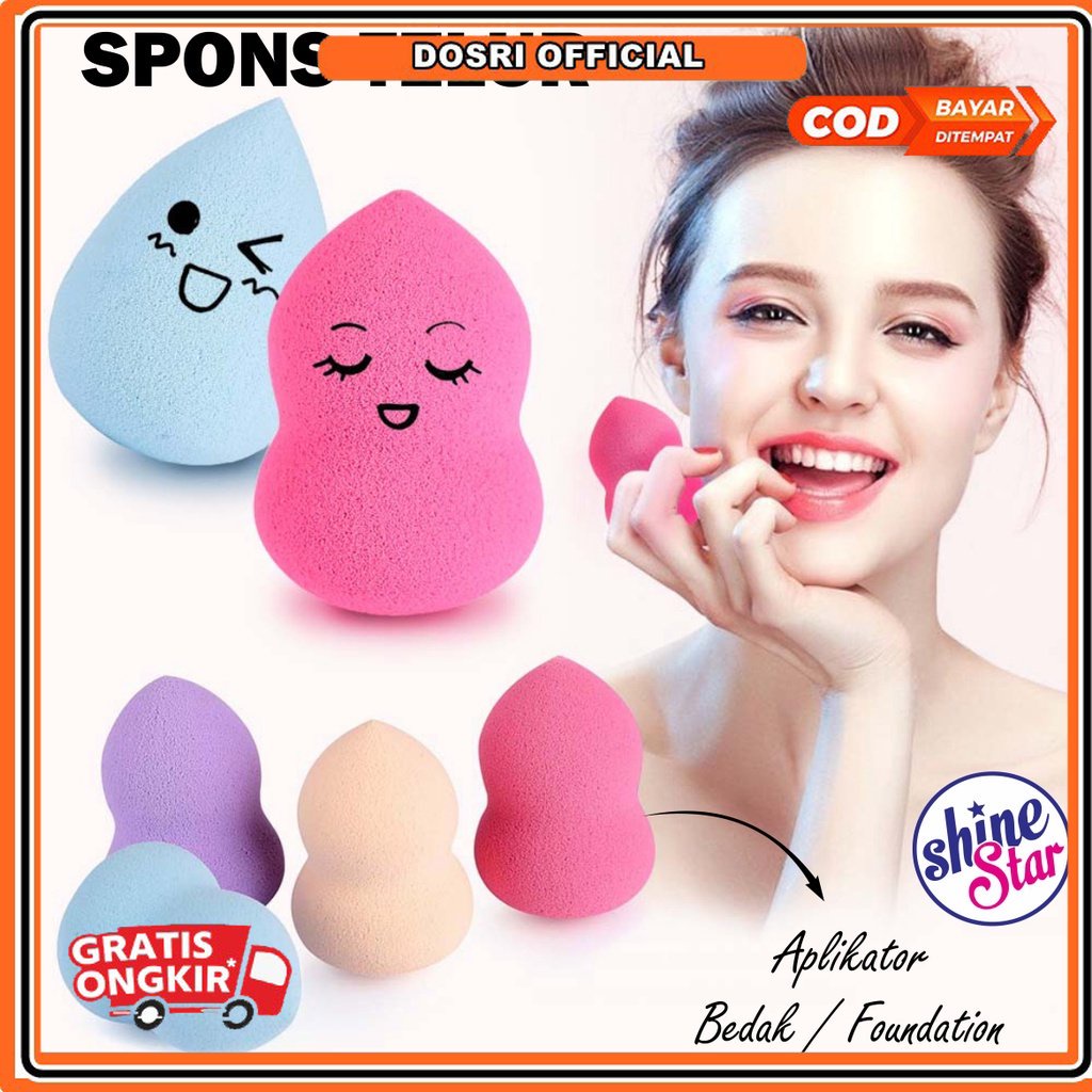 PROMO !! Spons Make Up - Kosmetik Wanita Sponge Beauty Make Up Colorfull Spons Egg Blending Puff / Spons Blender Telur Guci - Warna Random