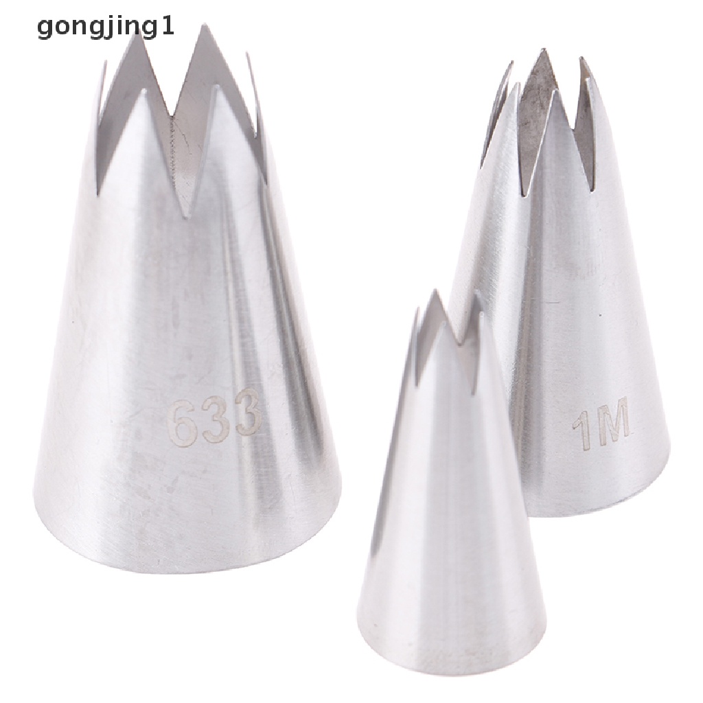 Ggg 3Pcs Spuit Piping Stainless Steel Premium Russian Pastry Tips Decorag Tool ID