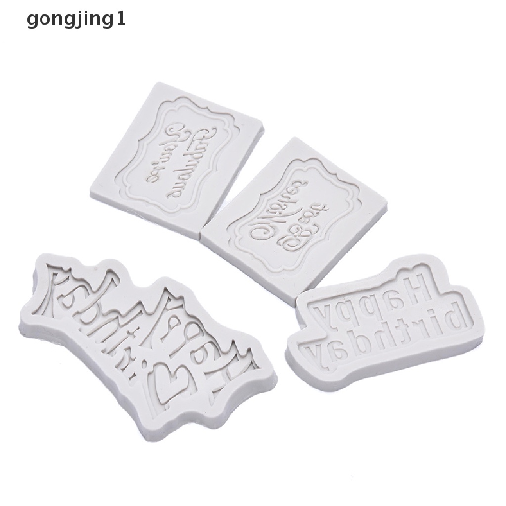 Ggg 3D Happy Birthday Letter Silicone Fondant Cetakan Coklat Dekorasi Kue Baking Mould ID