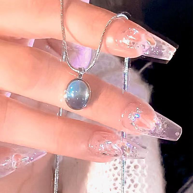 Kalung Geometris Bahan Alloy Moonstone Korea Untuk Wanita
