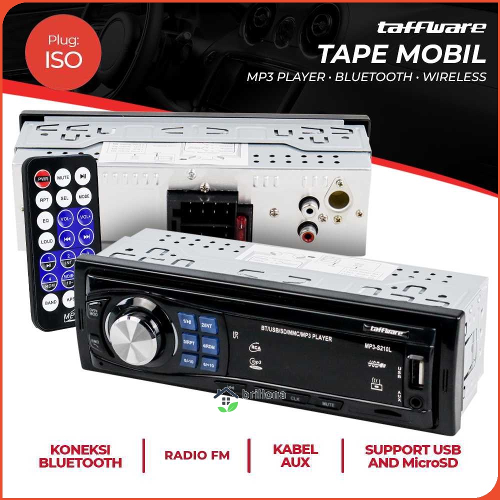 Taffware Tape Audio Mobil MP3 Player Bluetooth Wireless ISO Plug - MP3-S210L