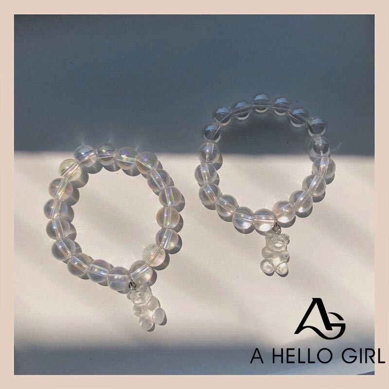 Gelang Kristal Transparan Bahan Resin Desain Beruang Gummy Bear Gaya Korea Untuk Pasangan