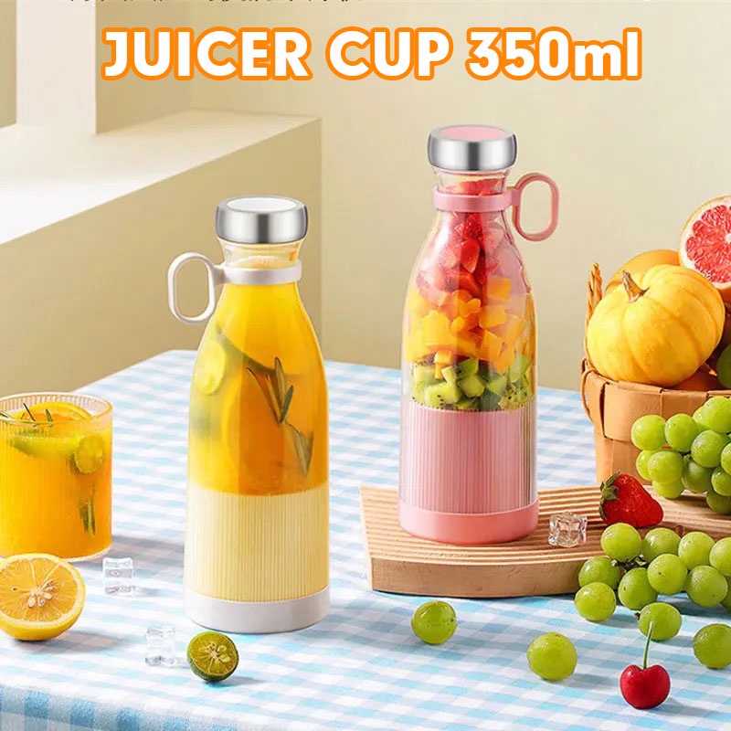 Juicer Blender Portable Mini Juicer Cup Rechargeable Mixers Fresh Fruit Juicers 4 Pisau Juicers Bottle 350ml