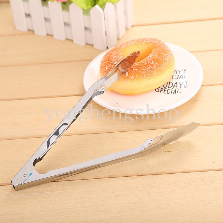 Penjepit Makanan Stainless Steel Dengan Kunci BBQ Memanggang Roti Klip Pesta Kue Salad Dessert Serving Tongs Penjepit Masak Aksesoris Dapur