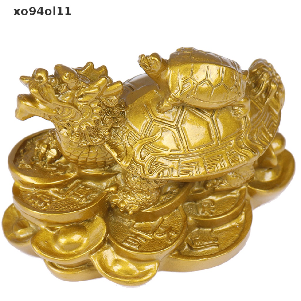 Xo 1Pc Patung Emas Feng Shui Naga Kura Kura Kura Figurine Koin Uang Kekayaan Keberuntungan OL