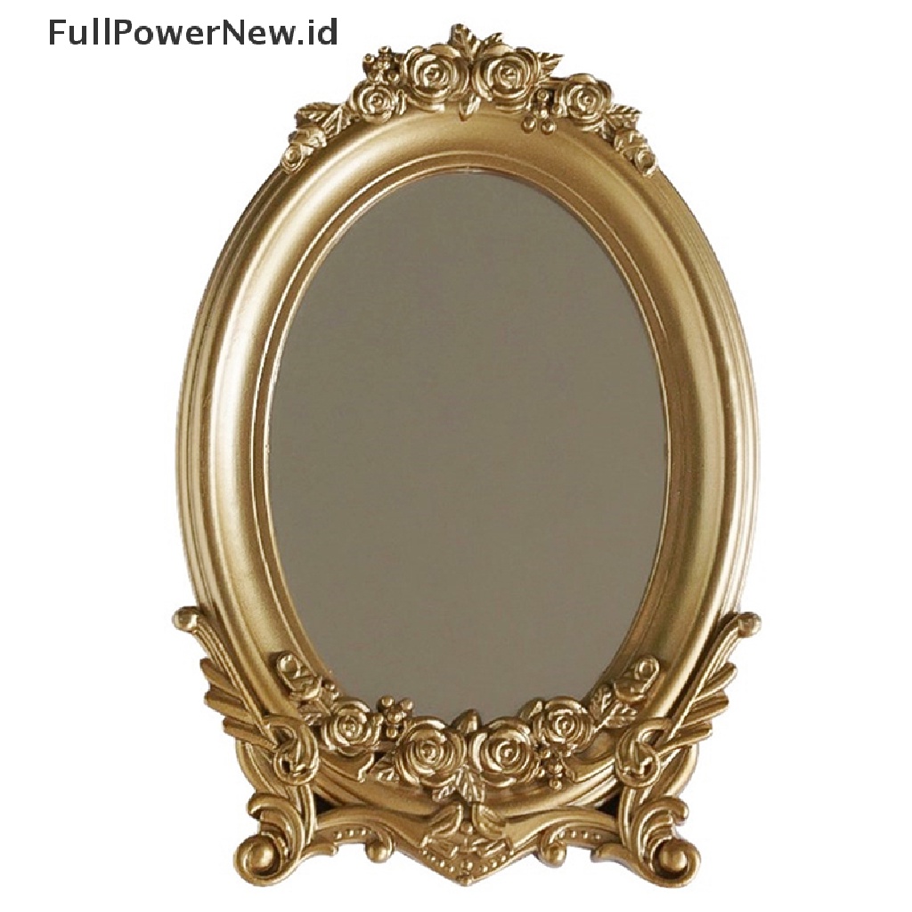 Power 1Pc Cermin Dinding Vintage Gantung Hias Retro Dekorasi Rumah Meja Oval Mirror ID