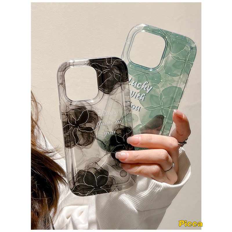 Ins Casing Bunga Bening Untuk Redmi Note11 9 10 10s 11s Redmi 9C NFC 10 A1 9A 10A 9T Note10s Note10 Note11 Note9 Art Tinta Bunga Shockproof Airbag Tpu Lembut Penutup Belakang