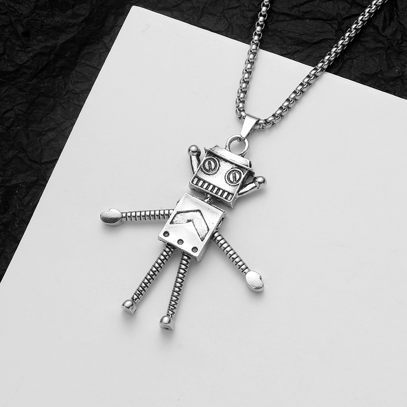 Eropa Amerika Gelombang Uap Retro Distressed Robot Hip Hop Kalung Jalan Unik