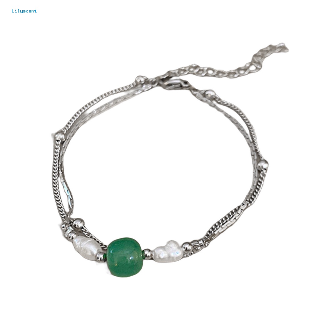 Lilyscent Slim Wanita Gelang Fashion Perhiasan Vintage Faux Jade Perempuan Bangle Gaya Cina