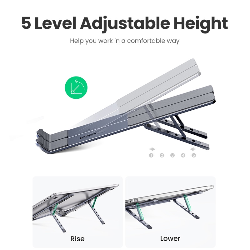 Ugreen Laptop Stand Portable Aluminium Alloy Penyangga Pengangkat Laptop Dapat Dilipat Untuk Macbook Laptop Stand Holder