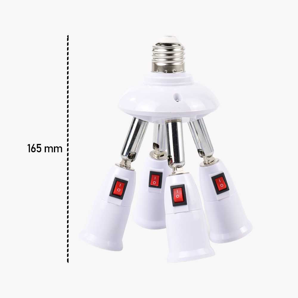 ASMTLED Fitting E27 Cabang 4 Lampu Bohlam Studio with Switch - E344 ( Mughnii )