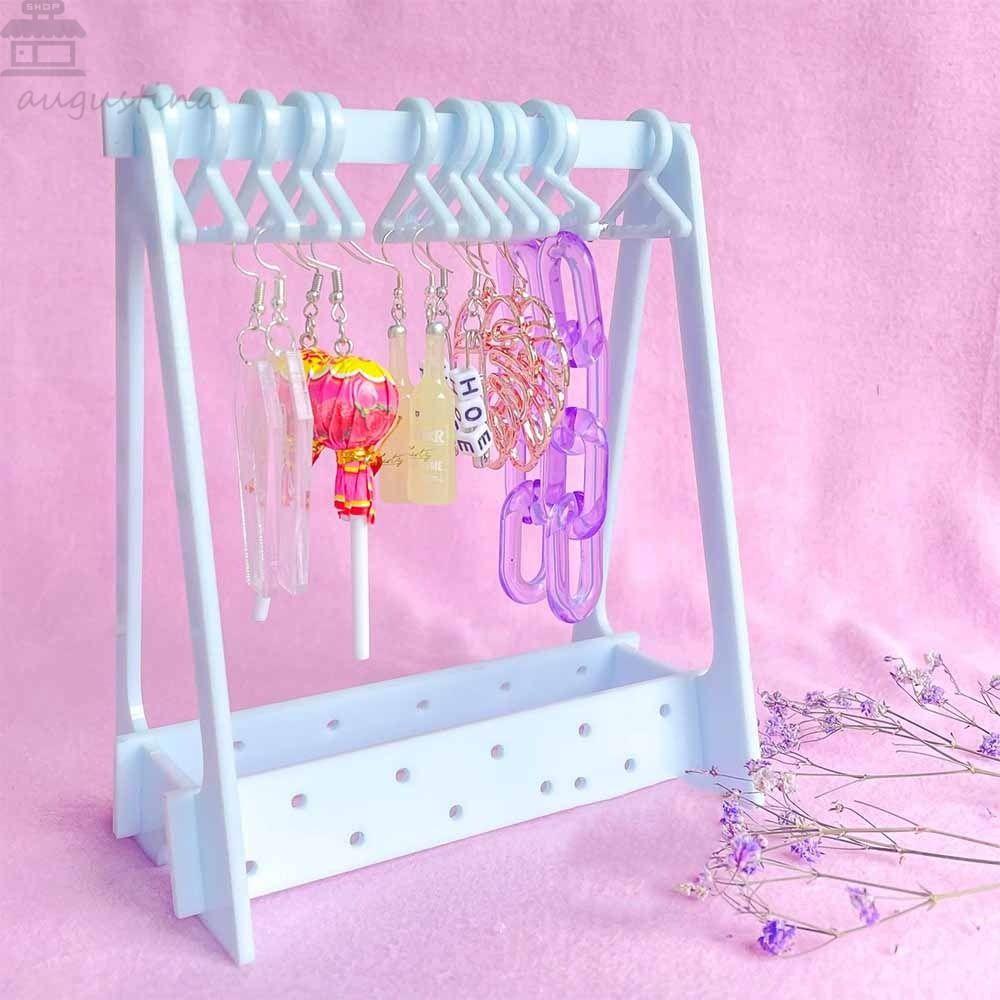 Augustina Earring Display Stand Transparan Kapasitas Besar Multi-Warna Hadiah Kalung Liontin Telinga Stud Holder Penyimpanan Closet Coat-hanger Shape Earring Rack Holder