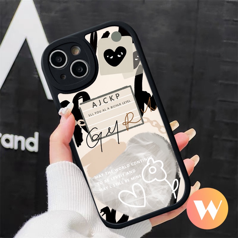 Love Heart Case Oppo A17 A55 A58 A1K A96 A95 A15 A77s A54 A76 A7 A12 A78 A16 A31 A17K A57 A16K A9 A5 A5s A92 A53 A3S A16E A74 Reno 8T 5F 8 5 7Z Ins Graffiti Letter Label Sarung Soft Cover