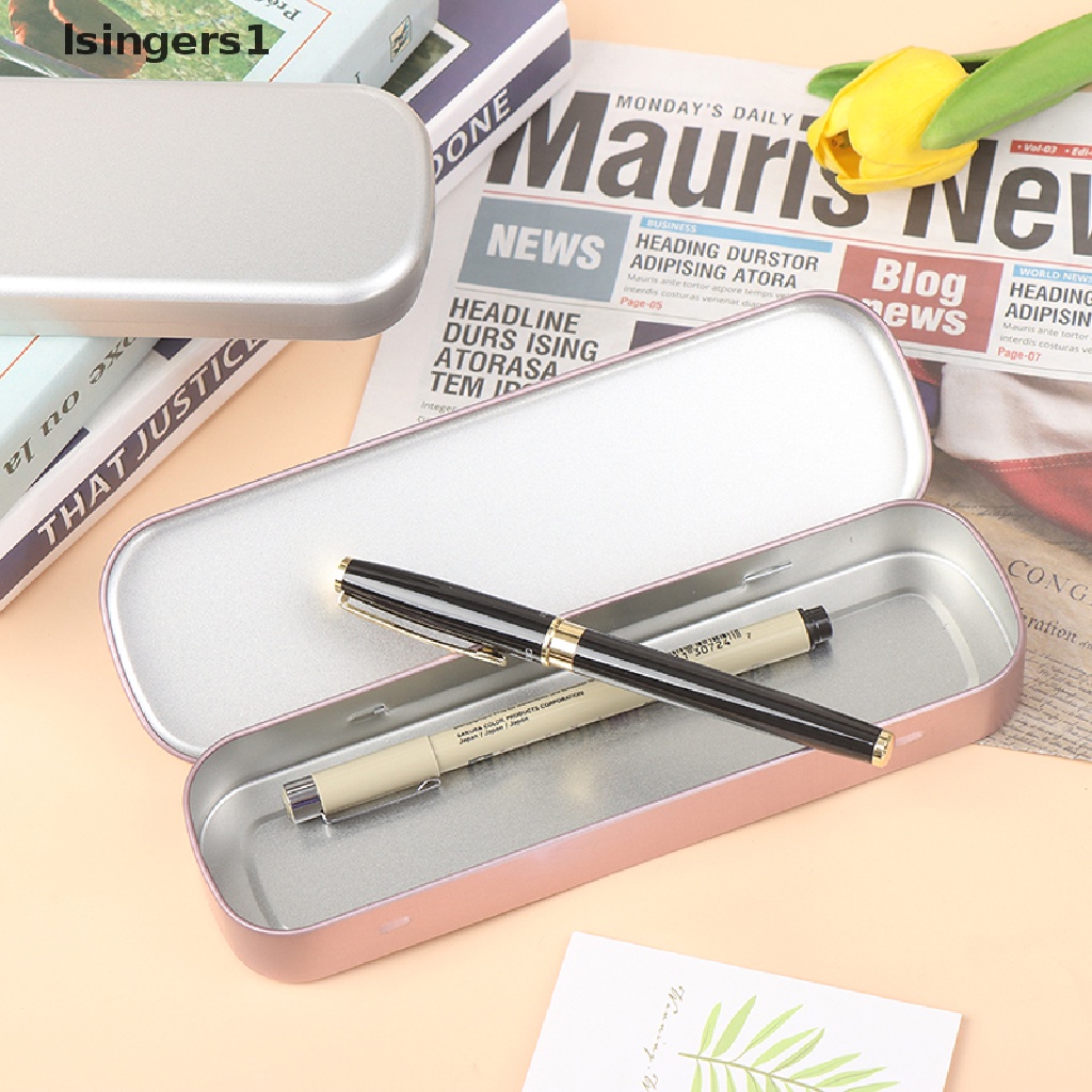 [lsingers1] Tinplate Stationery Box Metal Kotak Pulpen Hadiah Pen Box Kotak Penyimpanan Tempat Pensil Butik
