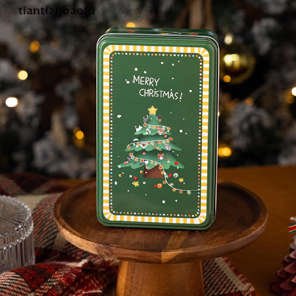 [tiantianbaofu] Hadiah Tahun Baru Kemasan Tin Box Merry Christmas Santa Claus Candy Cookies Box Butik