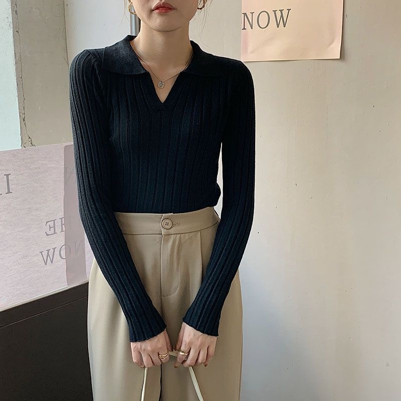 TELLY ➡️ BJ-033  Atasan Knit Rajut Krah Premium Korean / Baju Rajut Import