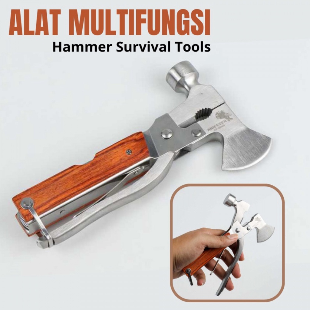 KNIFEZER Alat  Multifungsi EDC Axe Hammer Survival Tools