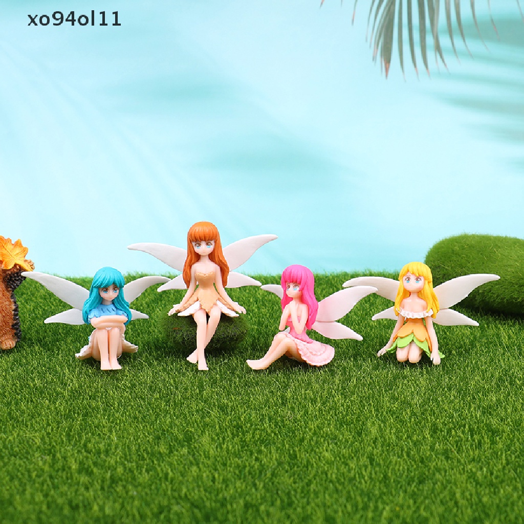 Xo 1/4Pcs Elf Peri Bunga Semangat Miniatur Pemandangan Taman Rumah Boneka Dekorasi Diy Desktop Ornamen Hadiah OL