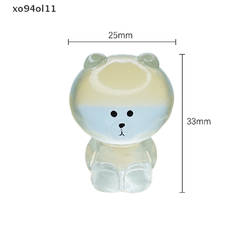 Xo 6Pcs Tiga Dimensi Kartun Lucu Bercahaya Beruang Coklat Diy Dekorasi Tiga Dimensi Resin Aksesoris OL