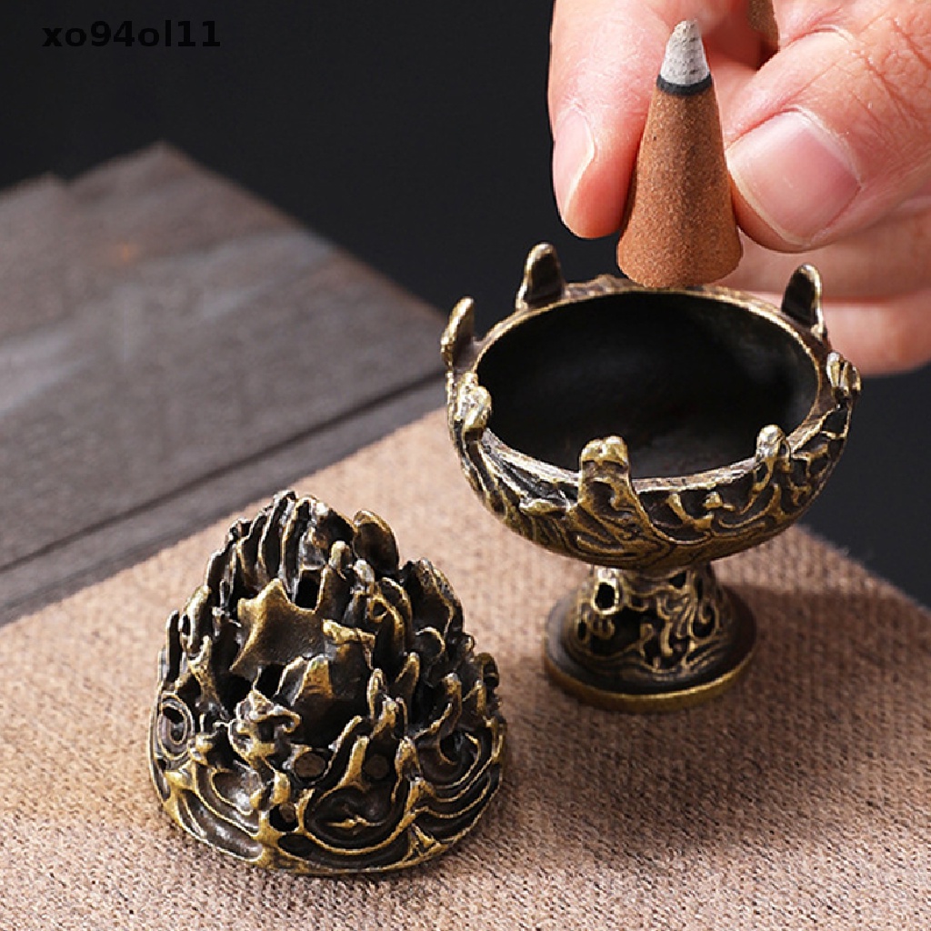 Xo Retro Alloy Censer Burner Mini Ornamen Chinese Kuno Censer Tea Desk Decor OL