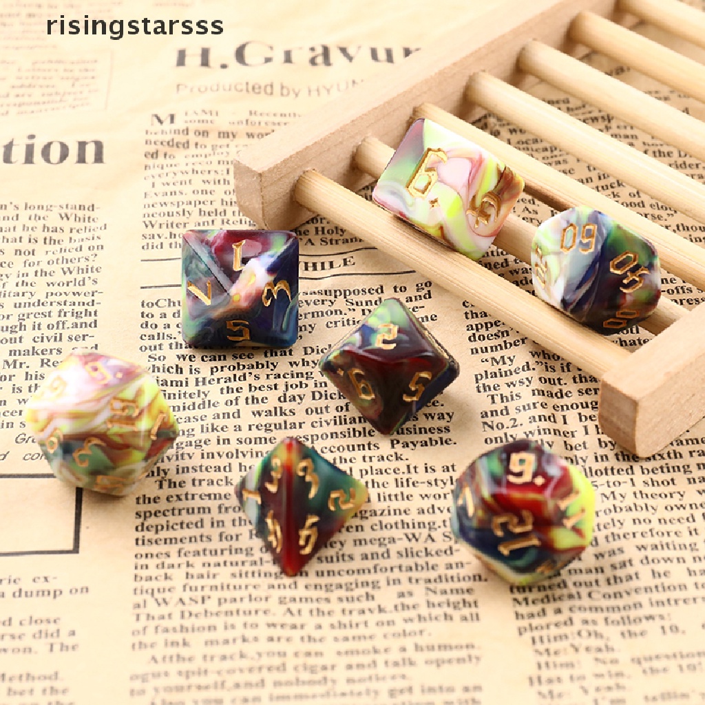 Rsid Span-New 7Pcs /Set Set Dadu Digital Multi Sisi Empat Warna Baru Running Group Game Dice Jelly
