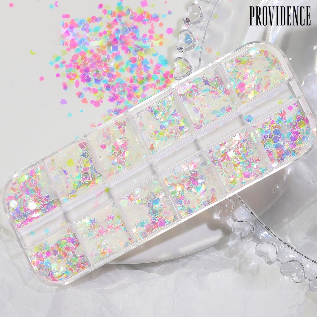 Providence Nail Sequin 12kisi Bersinar Tahan Lama Kuku Glitter Sequin Dekorasi DIY Crafting Beragam Gaya Campur Bulan Bintang Manicure Paillette Untuk Wanita Perempuan