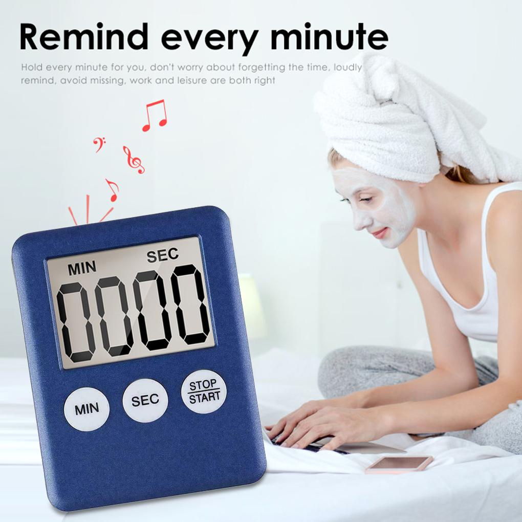 Timer Dapur Layar Digital LCD Super Tipis Persegi Masak Hitung Mundur Alarm Magnet Jam Gadget Dapur 7warna