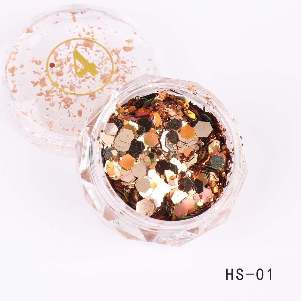 Needway Paku Sequin Sparkle Gel Nail Charms Hexagons Hologram Glitter Nail Art Patch 3D Glitter Flakes Nail Glitter Flakes