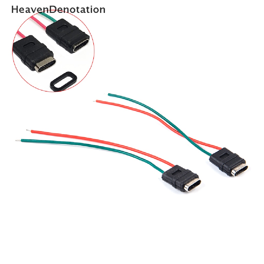 [HeavenDenotation] 1 * USB Tipe-c Konektor Tahan Air Kawat Las Soket Female Port Pengisian Cepat HDV