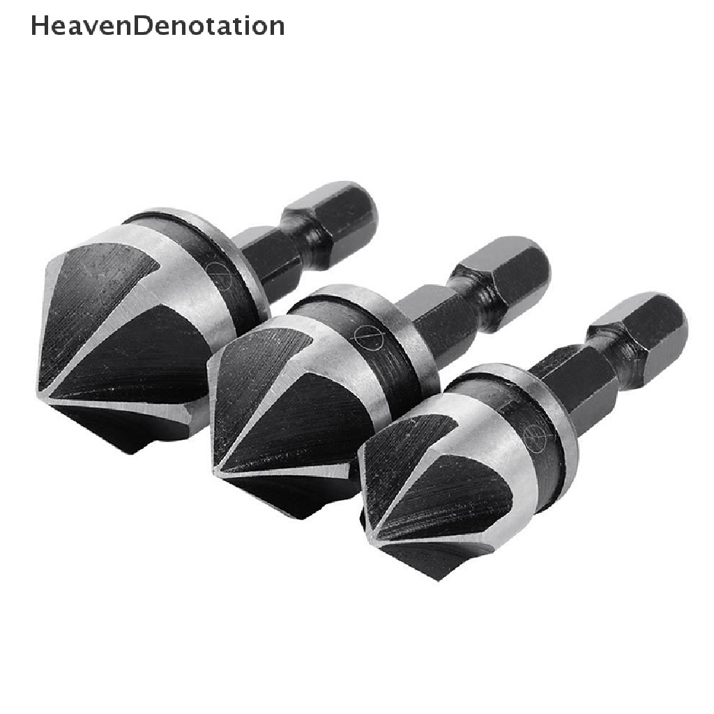 [HeavenDenotation] 3pcs Hex Countersink Boring Set Untuk Metal Drill Bit Tools Hexagonal Carbon Steel HDV