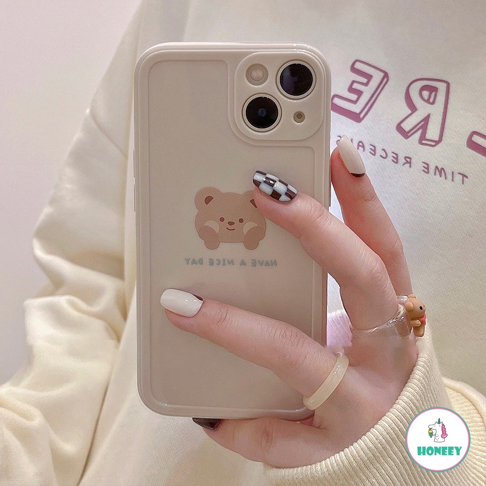 IPHONE Fashion Kartun Lucu Beruang Gadis Bingkai Foto Biru Lembut Shell Anti Jatuh Untuk Iphone11 12 13 pro Max XR Xs 78 Plus 12 11 pro 14plus Casing Ponsel