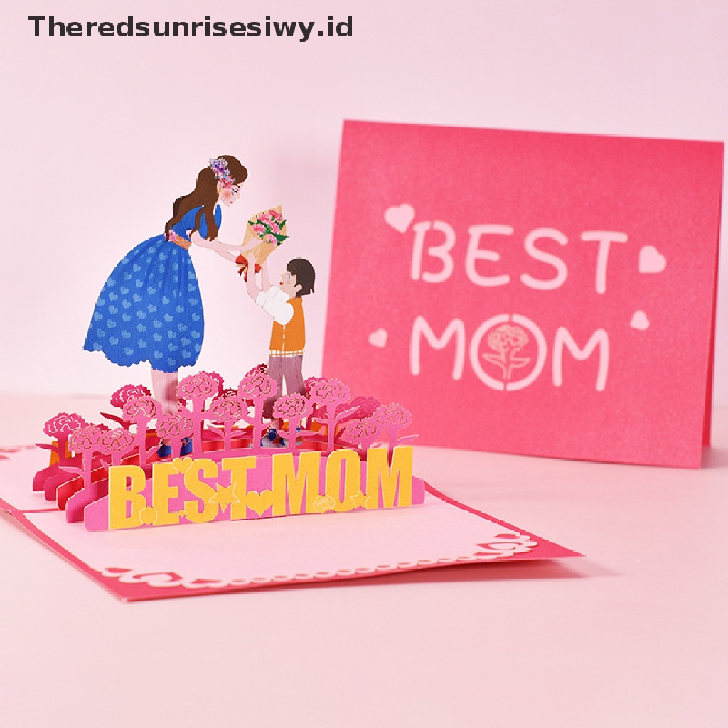 # Kado Mom &amp; PAPA DIY # Kartu Ucapan Buket Bunga Untuk Ibu Anak Perempuan Istri 3D Cake Pop-Up Greeg Cards~