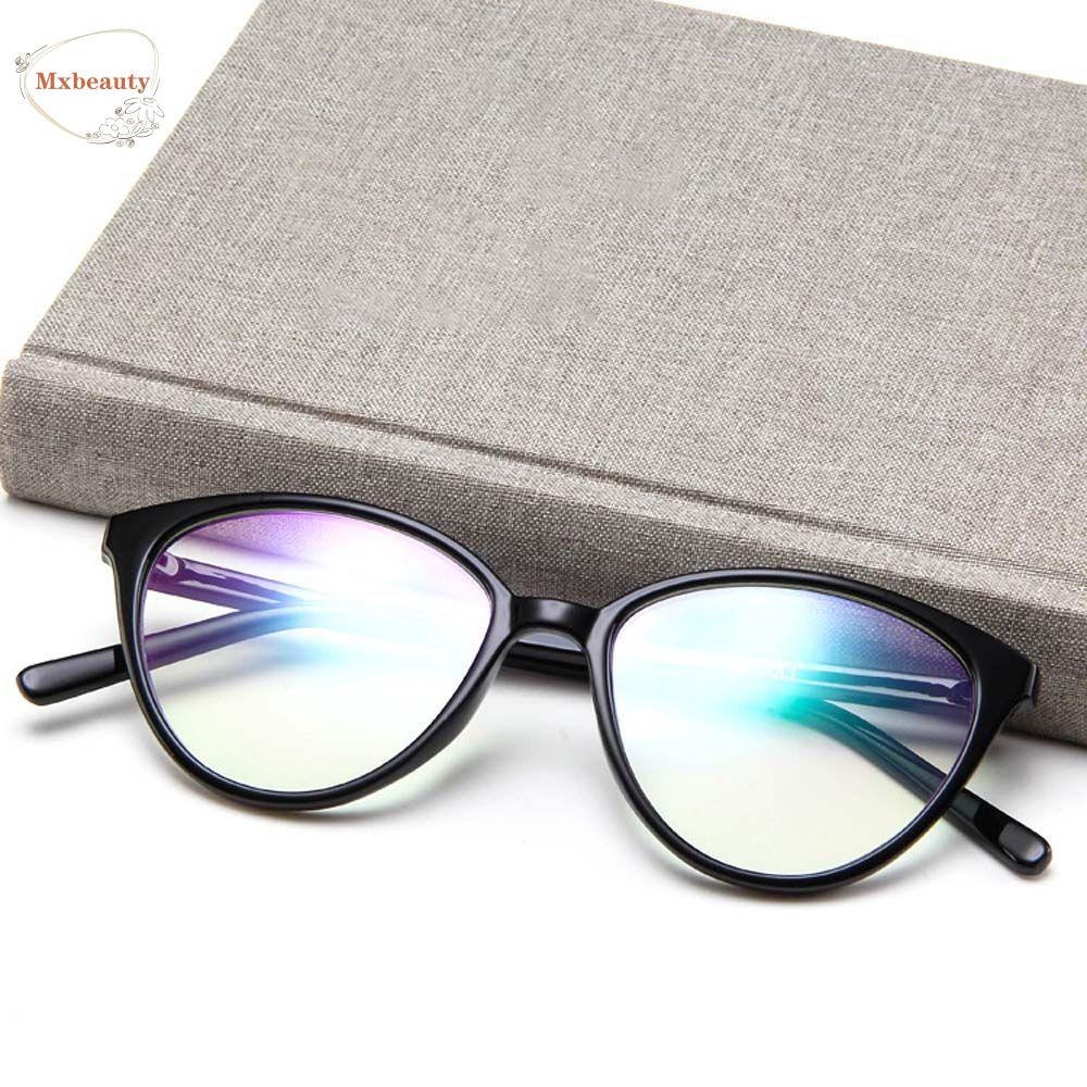 Mxbeauty Kacamata Wanita Fashion Hitam Kacamata Cermin Datar Transparente Square Eyeglasses Cat Eye Shaped Glasses Frame