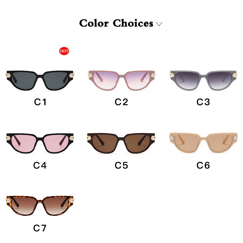 [COD] Korean Fashion Pearl Sunglasses Wanita Retro Cat Eye Frame Candy Color Eyeglasses Original Shade Kacamata Anti Radiasi