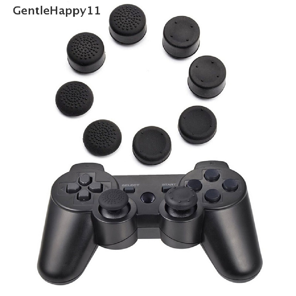 Gentlehappy 8pcs Topi Penutup Grip Stik Jempol Silikon Hitam Untuk Game PS4 Ana Controller id