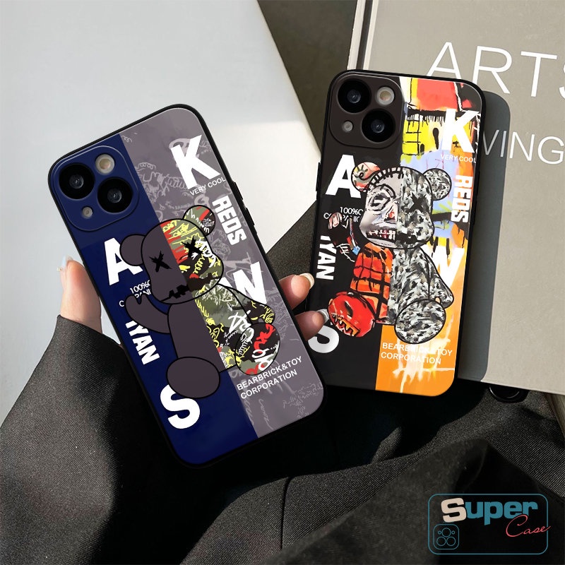 Tepi Lurus Keren Trendy Violent Bear KawsCase Redmi 12C 9A 9T 9 10 A1 10C 9C Nfc Note12 9 10s 11 8 10 Pro Max Poco X5 F4 X3 Pro Nfc M4 M3 Pro MI 10 12 11 Lite Couple Soft Cover/Baju Couple Pasangan/Baju Couple Pasangan/Baju Couple Pasangan