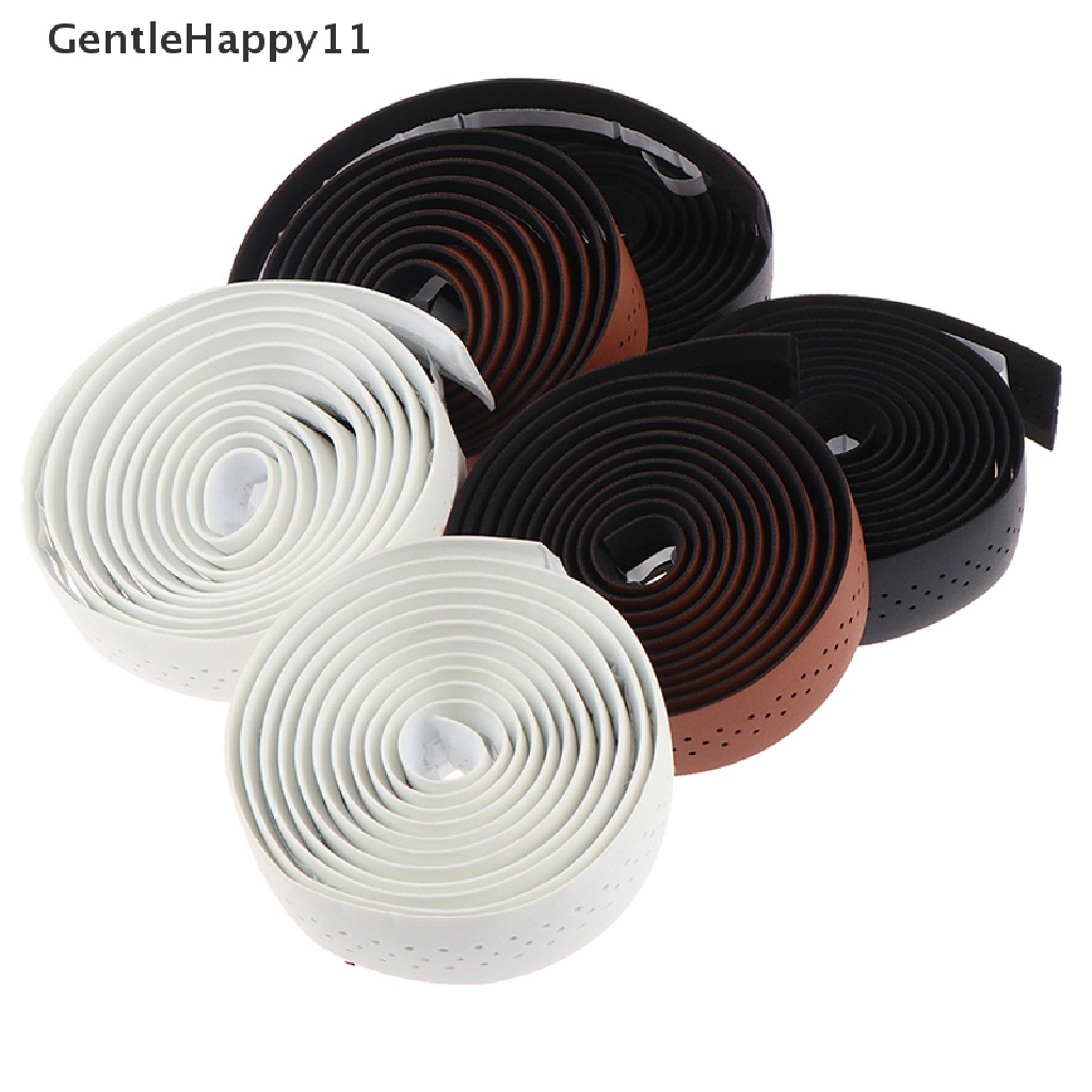 Gentlehappy Tape Stang Sepeda Road Bike PU Leather Sabuk Berlubang Bernapas Lembut id