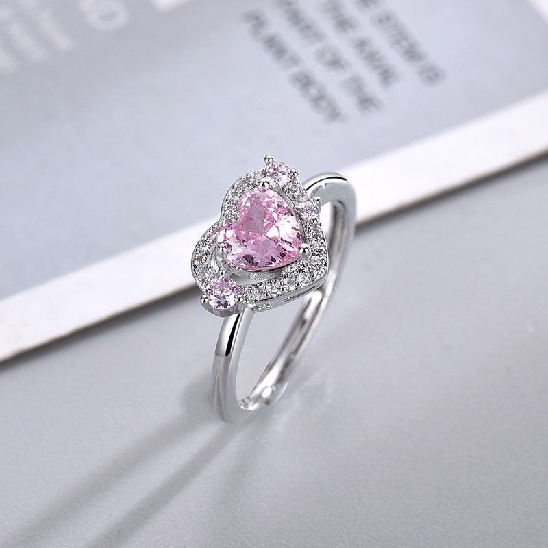 Cincin Geometris Hati Bahan alloy Berlian Imitasi Korea Untuk Wanita